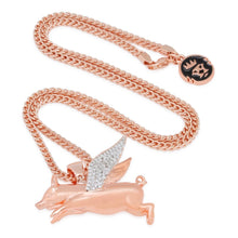 Load image into Gallery viewer, The Rose Gold Flying Pig Necklace