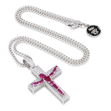 Load image into Gallery viewer, The Magenta Crucifix Cross Necklace
