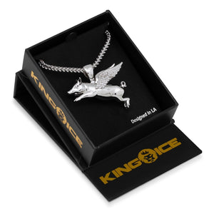 The White Gold Flying Pig Necklace